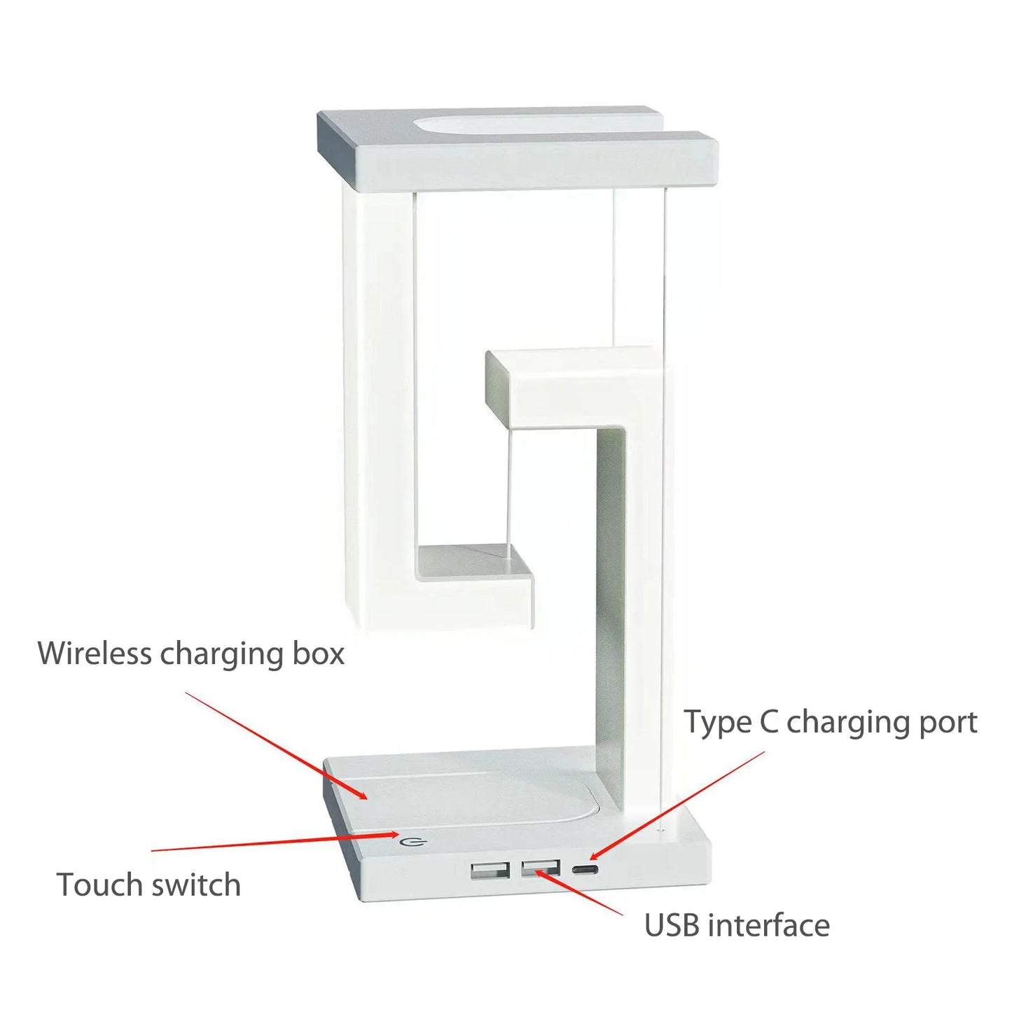 Suspending Anti-Gravity Dimmable LED Decor Light with 10W Wireless Charger 