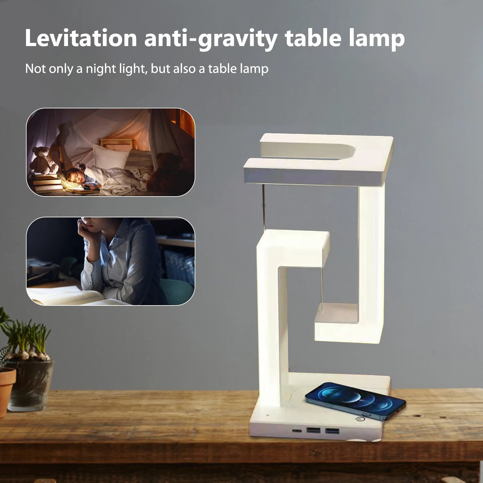 Suspending Anti-Gravity Dimmable LED Decor Light with 10W Wireless Charger 